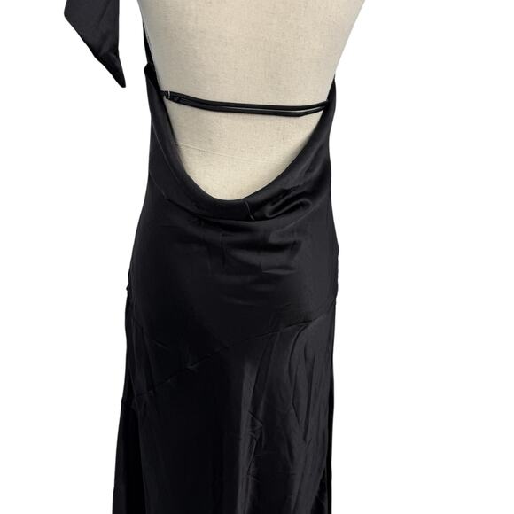 Mogidol Italian Summer Tie Neck Sleeveless Dress Black Satin size Medium NEW - Picture 9 of 15